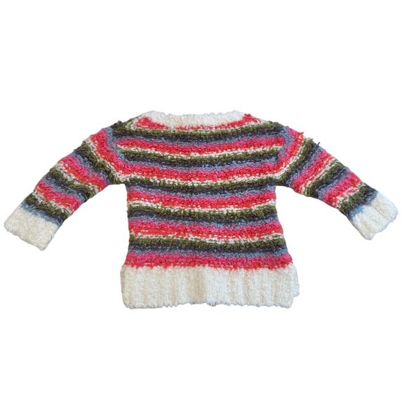 Mimi & Maggie Button Down Rainbow Stripe Fluffy Cardigan Sweater 2T NWT - Picture 2 of 10